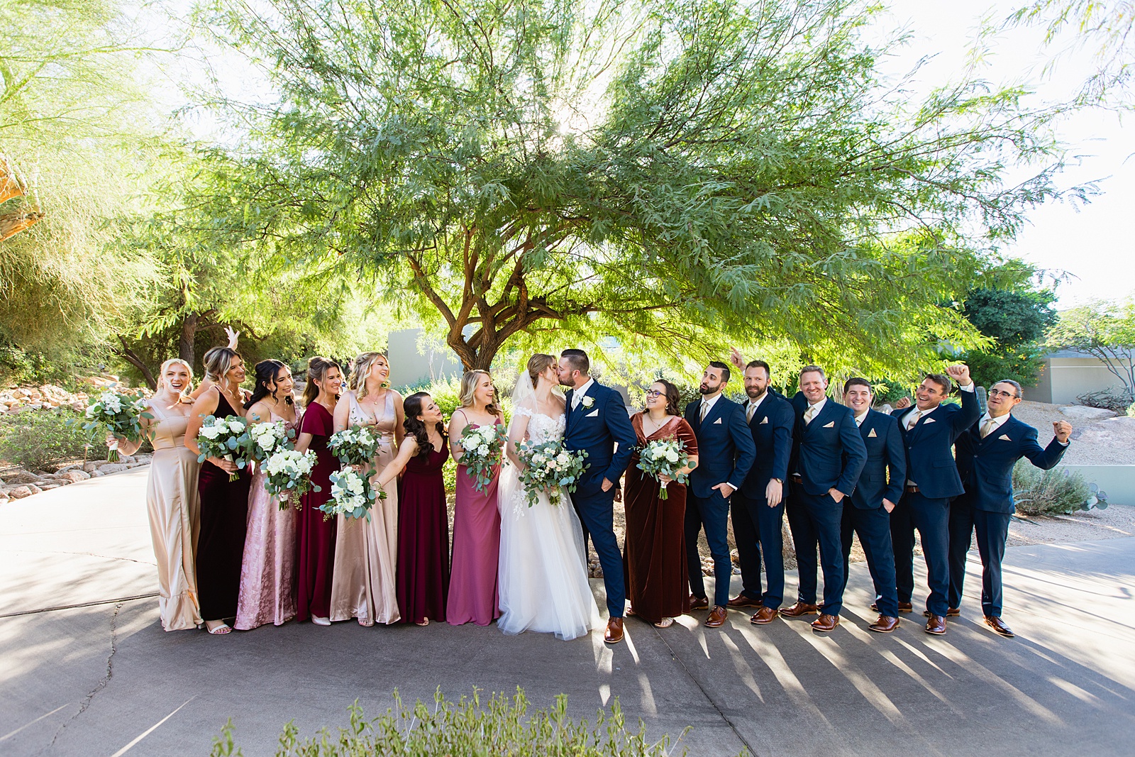 Bridal party together at a Sanctuary wedding by Arizona wedding photographer Juniper and Co Photography.