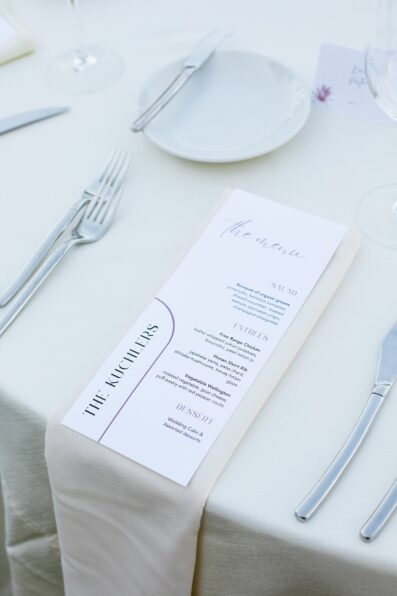 Modern reception menu details at Sanctuary wedding reception by Phoenix wedding photographer Juniper and Co Photography.